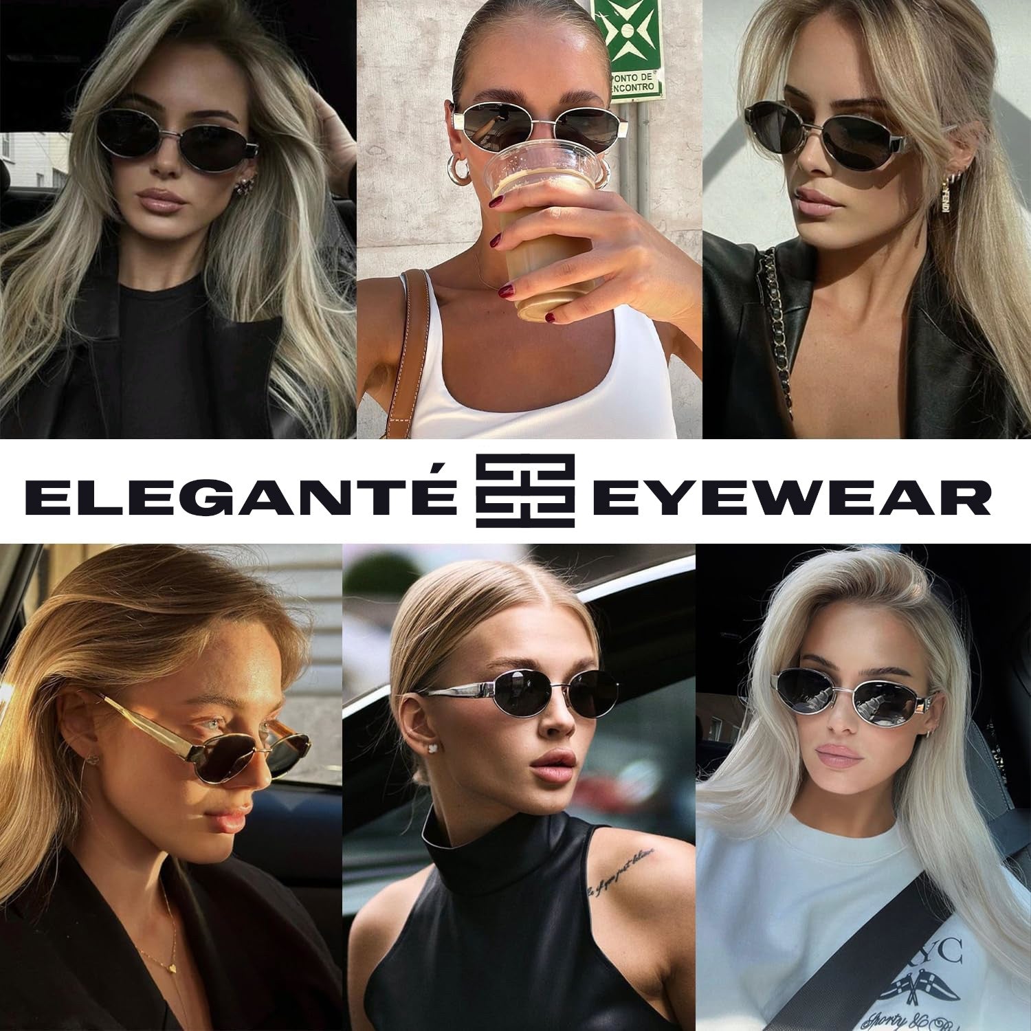 Cloverla Metal Oval Sunglasses for Women