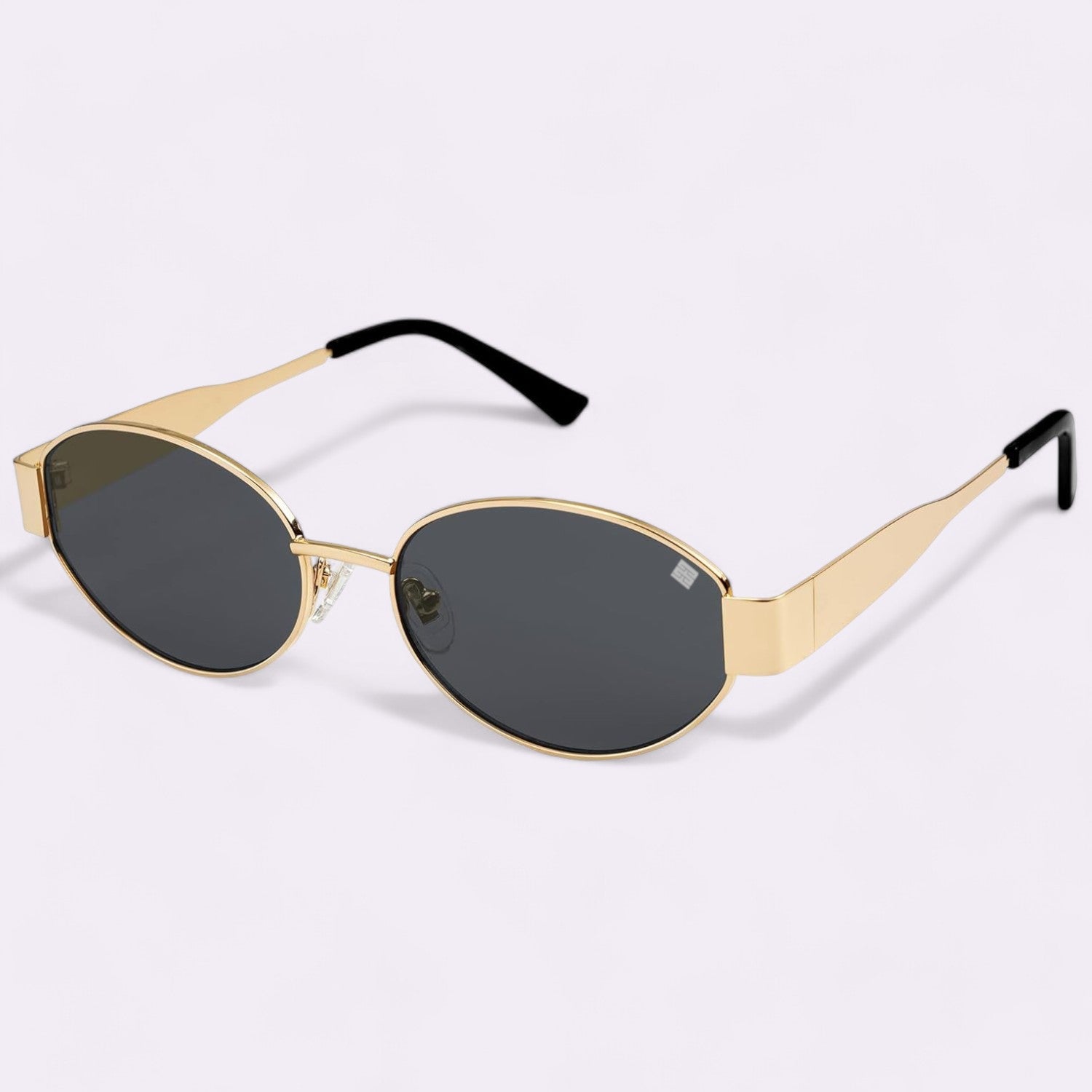 Cloverla Metal Oval Sunglasses for Women Gold _1