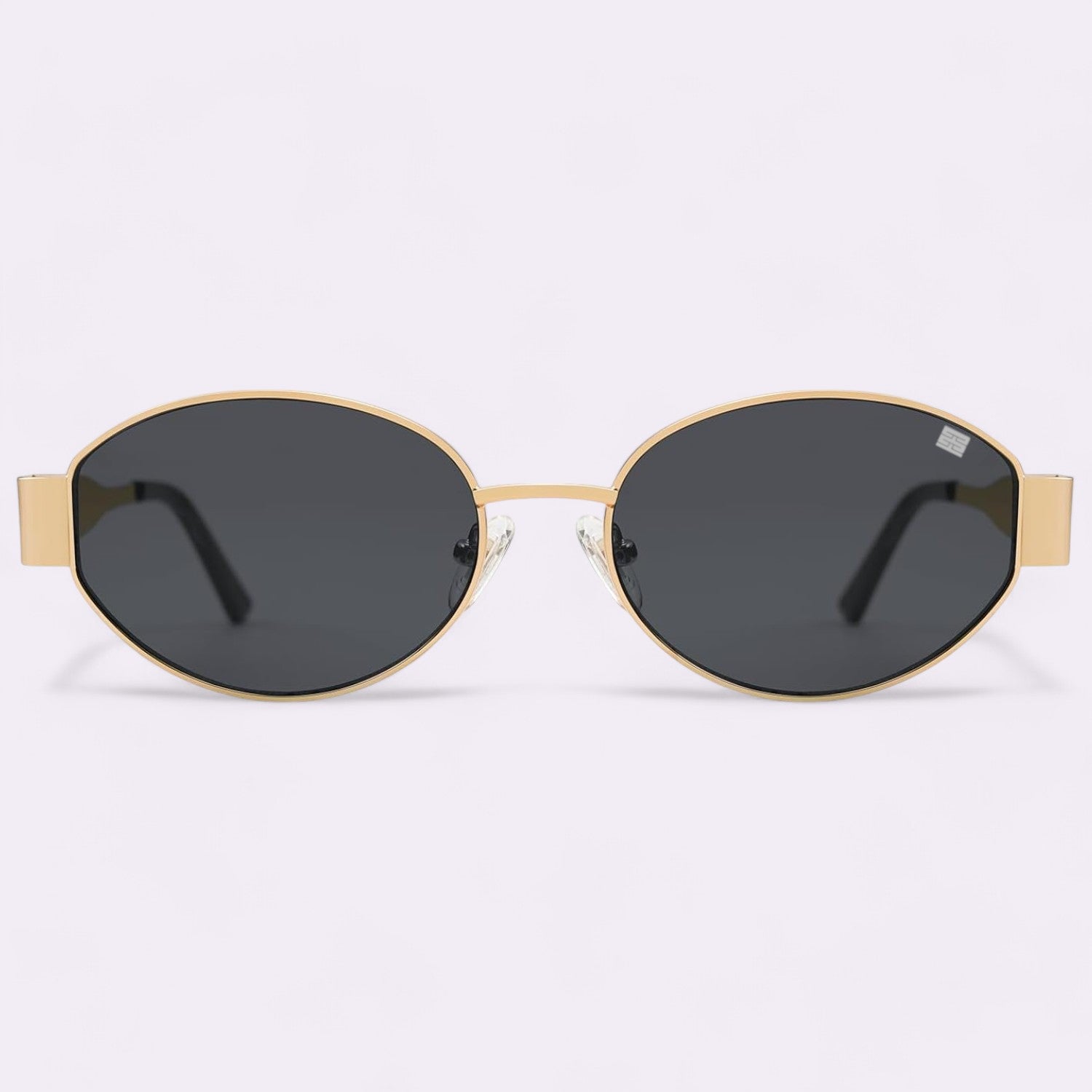 Cloverla Metal Oval Sunglasses for Women Gold _2