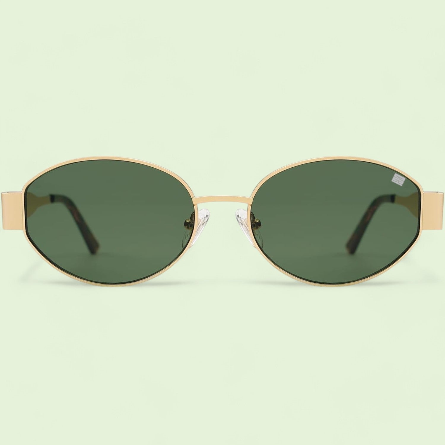 Cloverla Metal Oval Sunglasses for Women Green _1