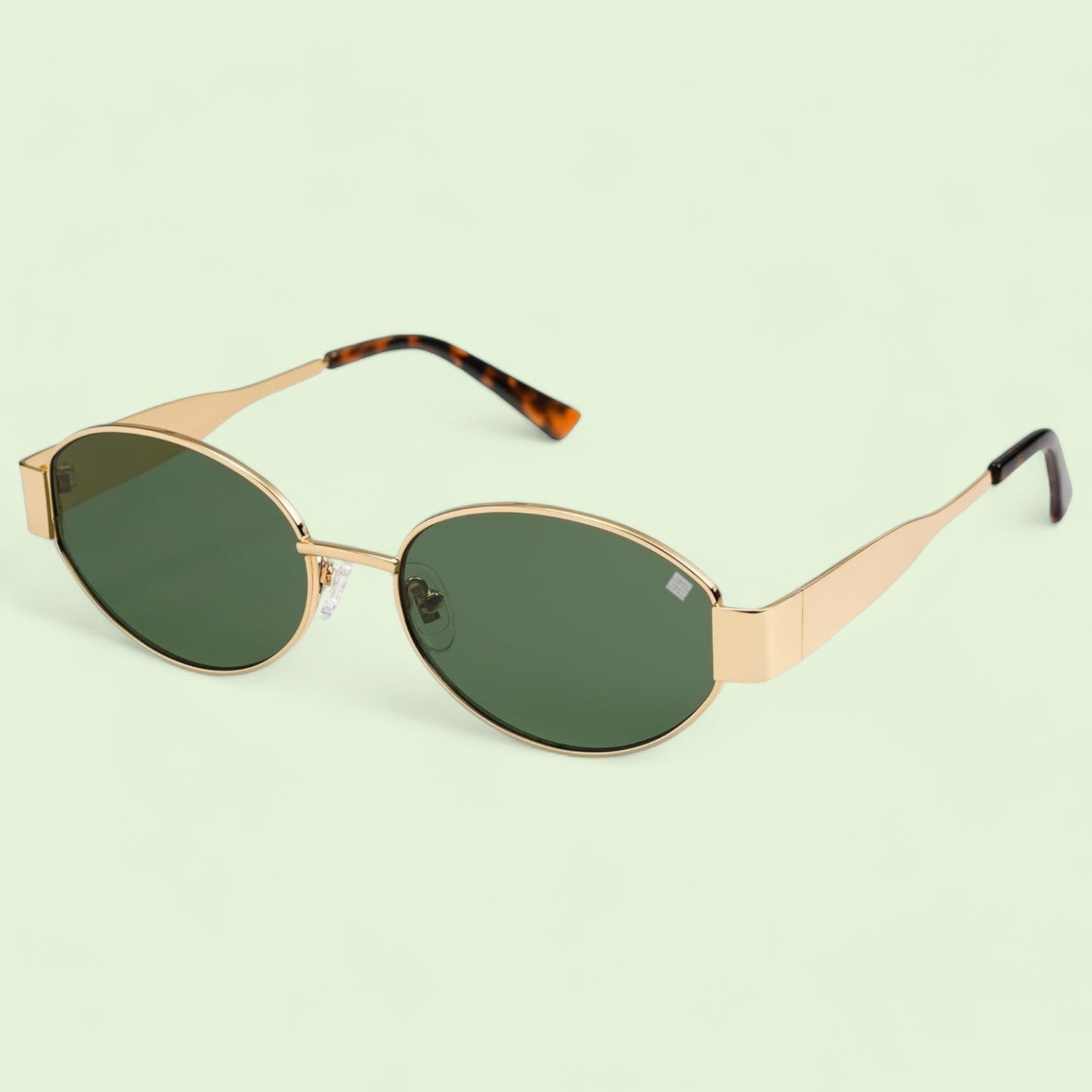 Cloverla Metal Oval Sunglasses for Women Green _2