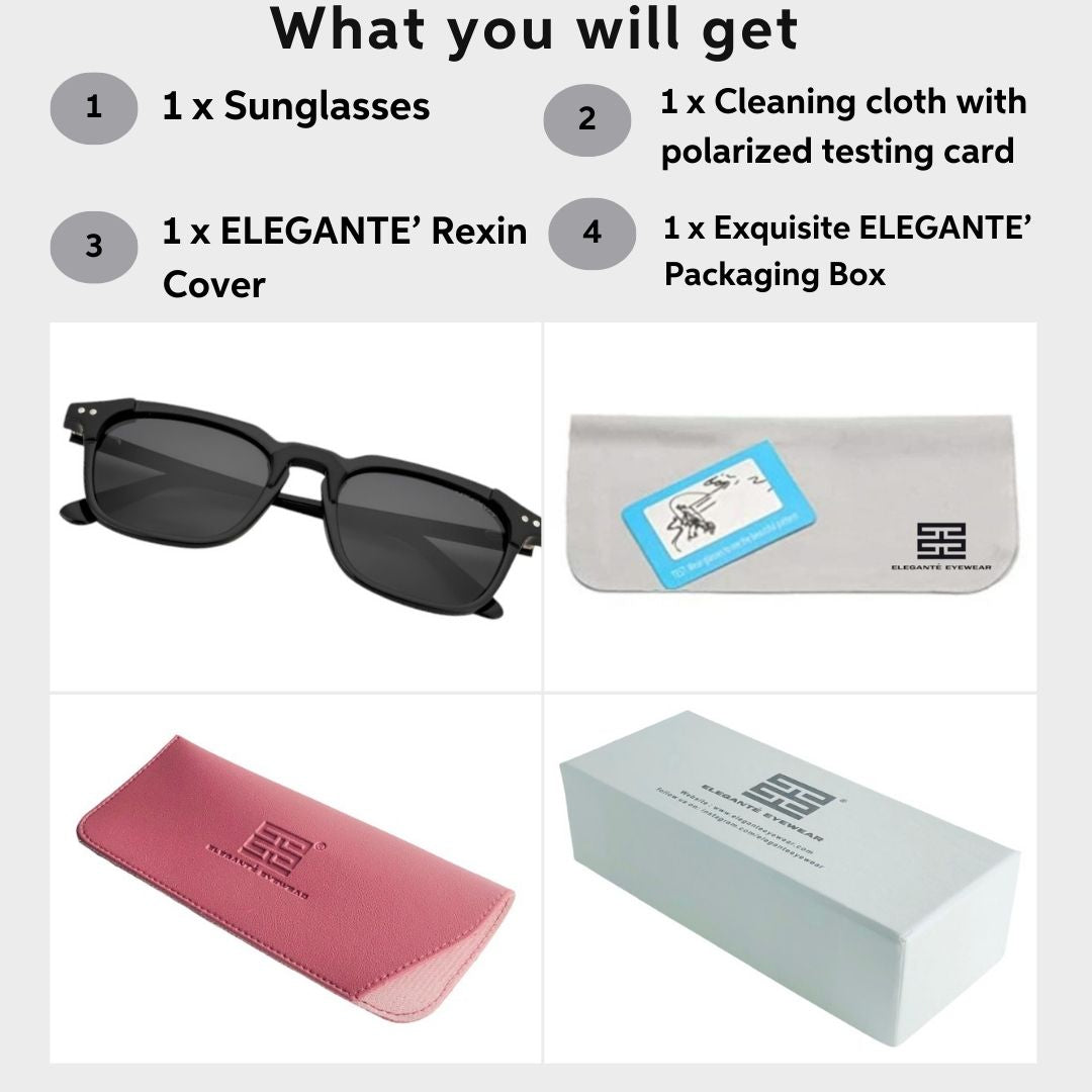 Marquee Metal Core Rectangle Sunglasses Polarized Black _6