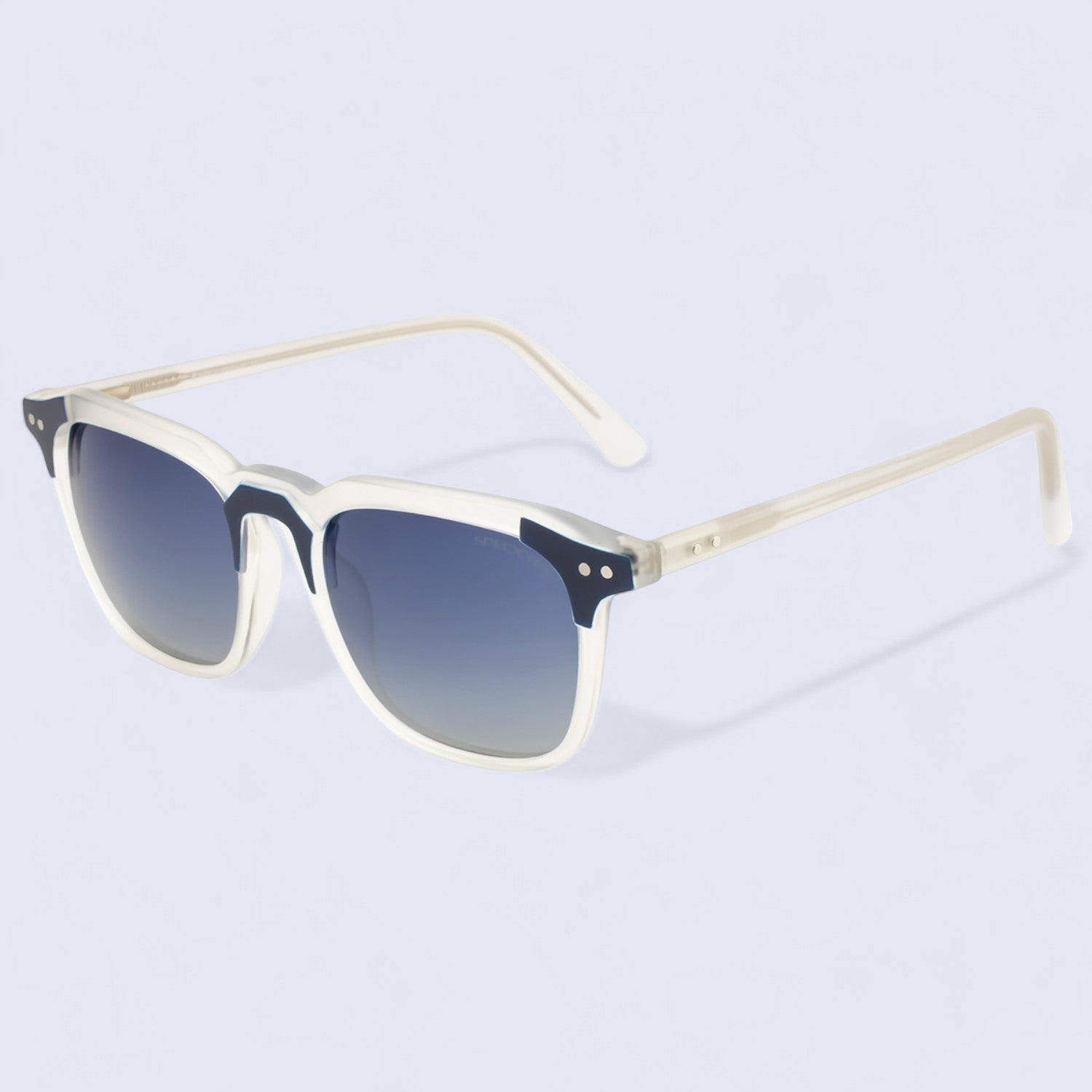 Marquee Metal Core Rectangle Sunglasses Polarized White Blue _3