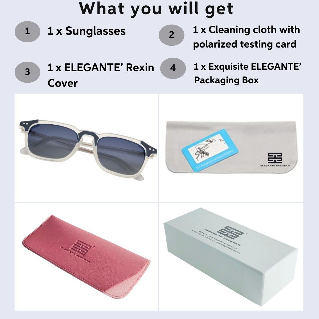 Marquee Metal Core Rectangle Sunglasses Polarized White Blue _6