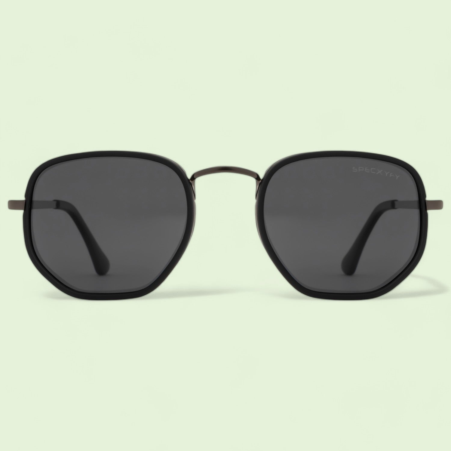 Modern Dapper Hexagonal Sunglasses Polarized Black _1