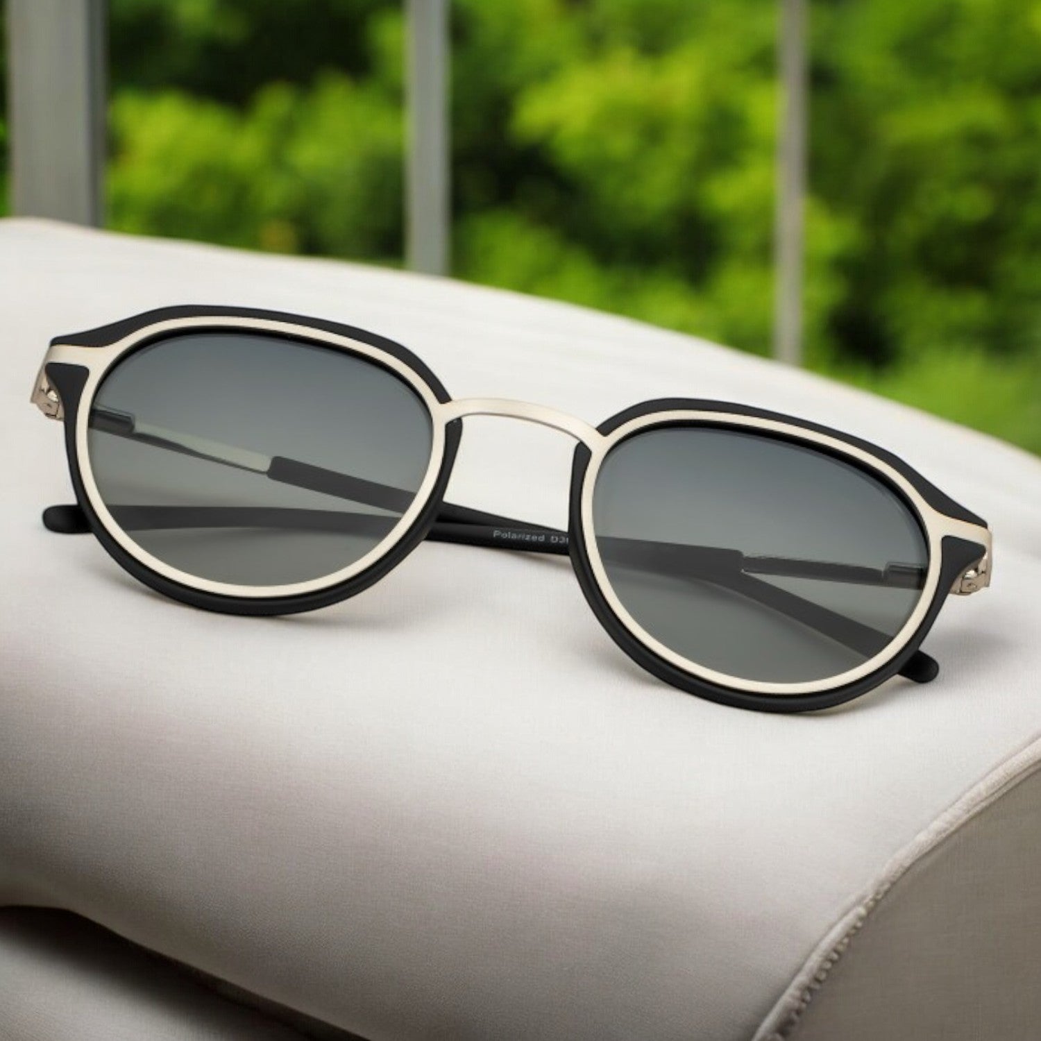 Modern Palindro Round Sunglasses Polarized Green Gradient Black _5