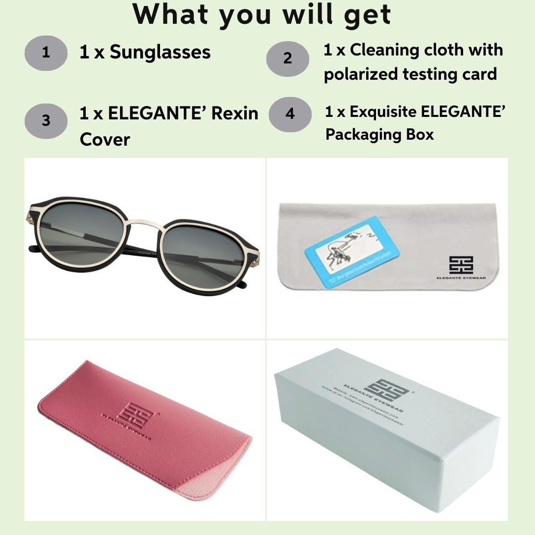 Modern Palindro Round Sunglasses Polarized Green Gradient Black _6