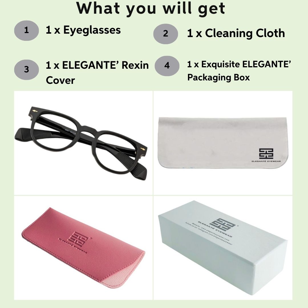 Tuffy Computer Anti Blue Light Glasses Round Shine Black Packaging