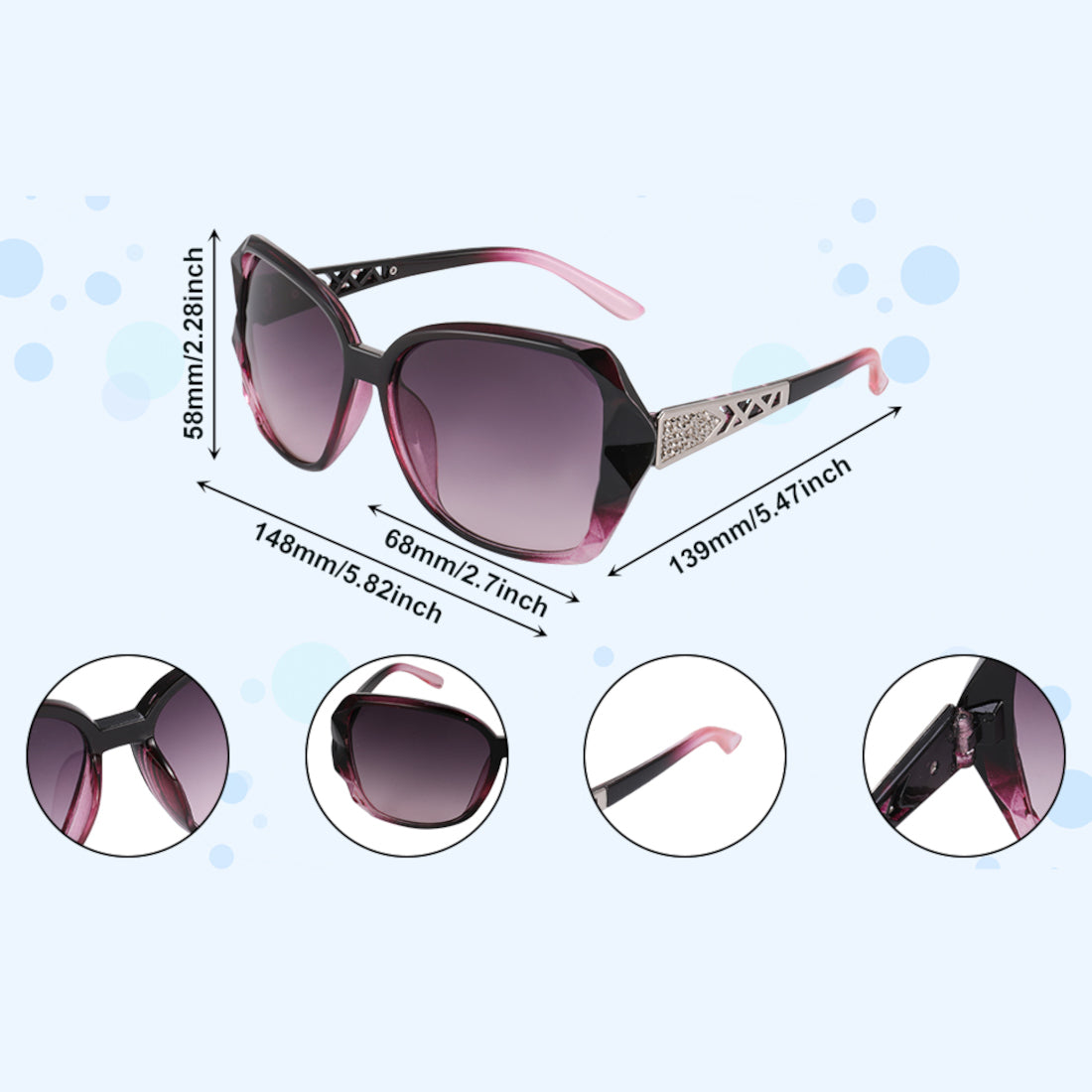 Han Edition Designer purple Oversized Sunglasses