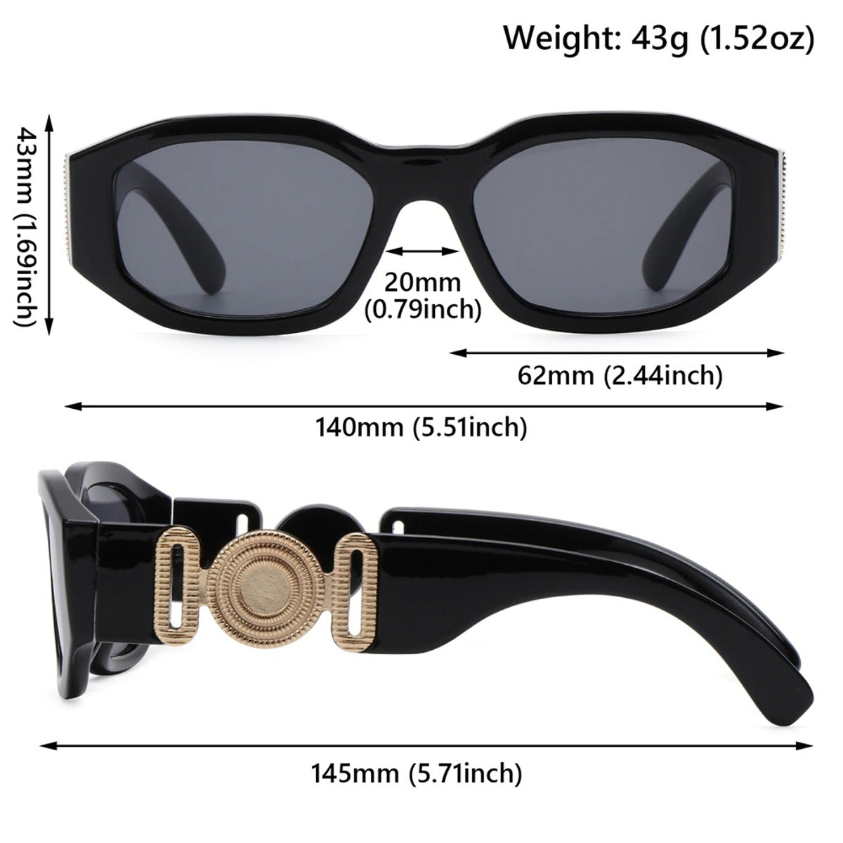 Trendy Irregular Rect angular Sunglasses