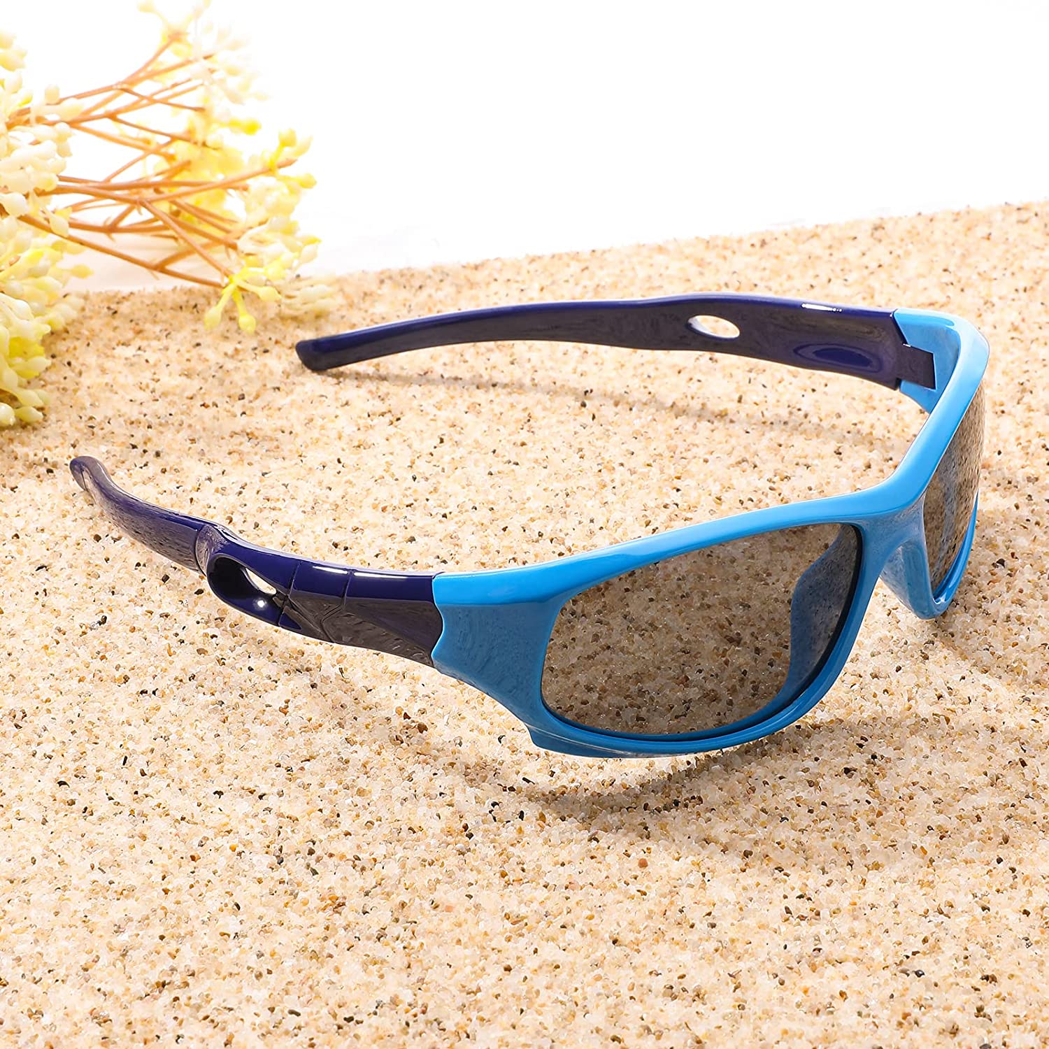 Unbreakable and Flexible Blue Kids Polarized Sports Sunglasses