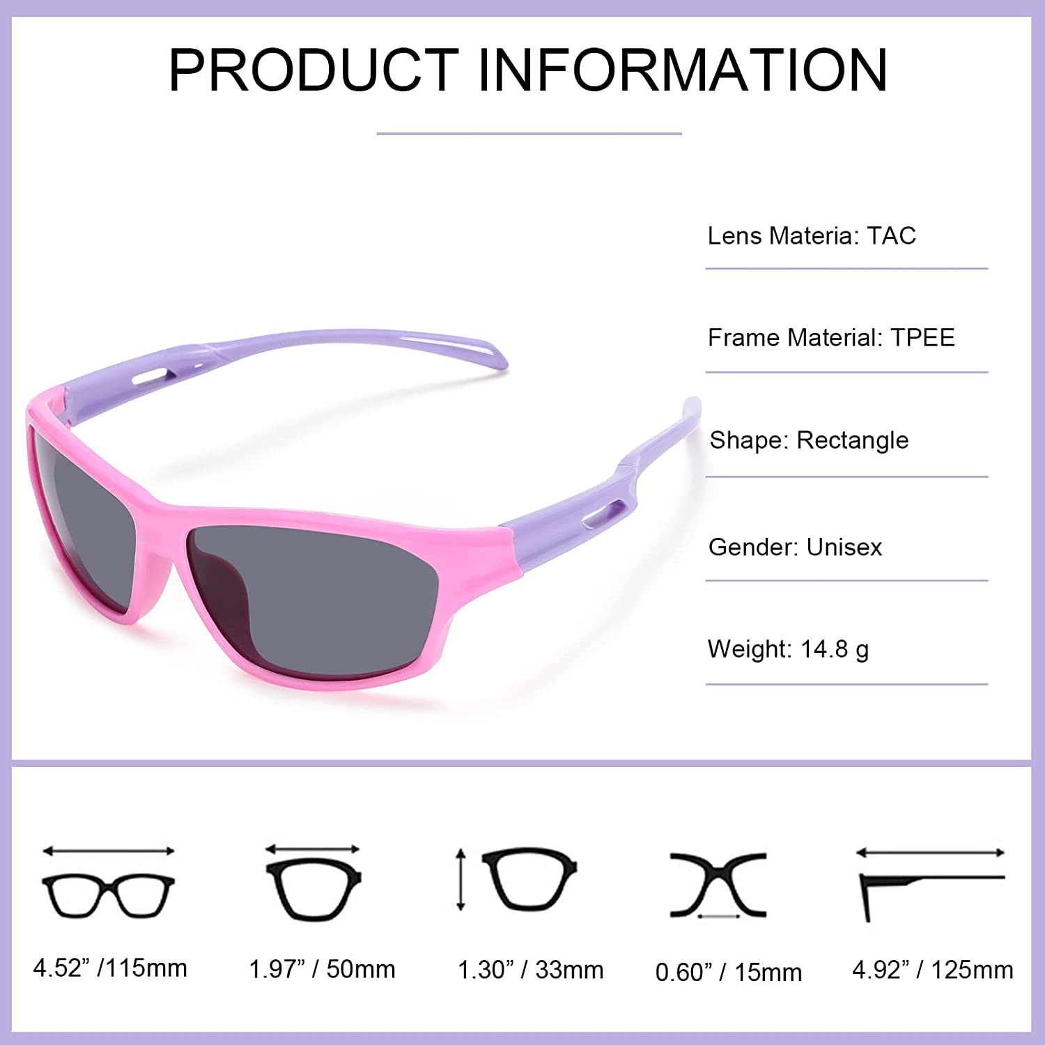 Unbreakable and Flexible Pink Blue Kids Polarized Sports Sunglasses