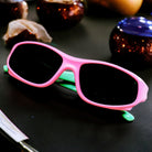 Unbreakable and Flexible Pink Green Kids Polarized Sports Sunglasses