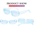 Vintage Fashion Narrow Blue Rectangle Sunglass