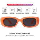 Vintage Fashion Narrow Orange Rectangle Sunglass