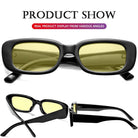 Vintage Fashion Narrow Yellow Rectangle Sunglass