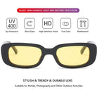 Vintage Fashion Narrow Yellow Rectangle Sunglass