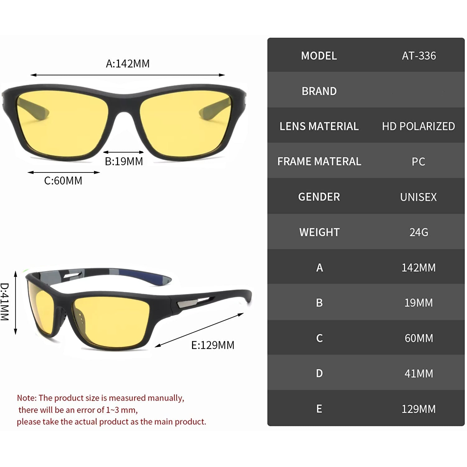 Sports Wrap Around Yellow Night Driving Polarized Sunglasses _1