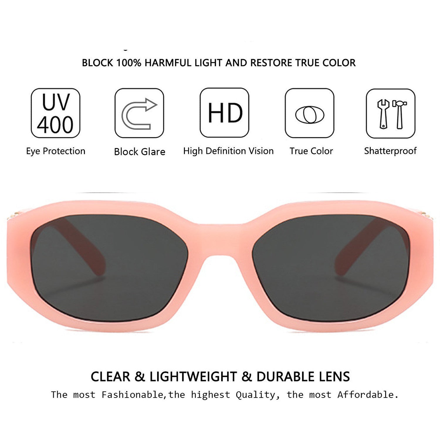 Trendy Irregular Vintage Pink Rect angular Sunglasses