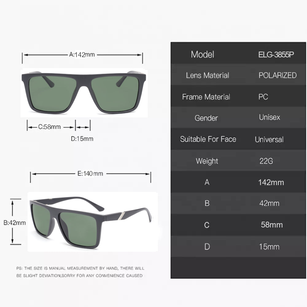 Baile Square Oversized Green Polarized Sunglasses