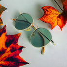 Vintage Ponderable Green Round Sunglasses