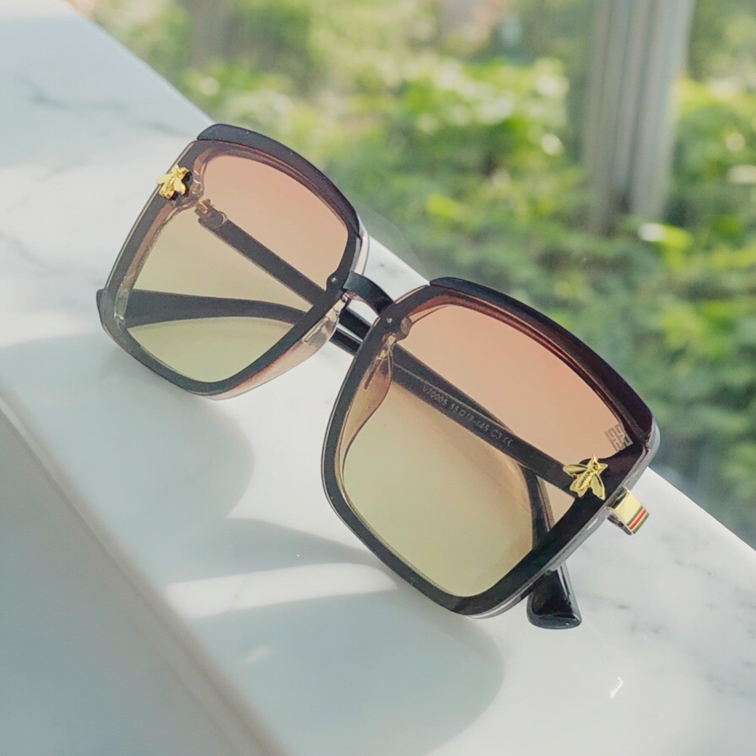 Honey Bee Series Brown Square Sunglasses for Women