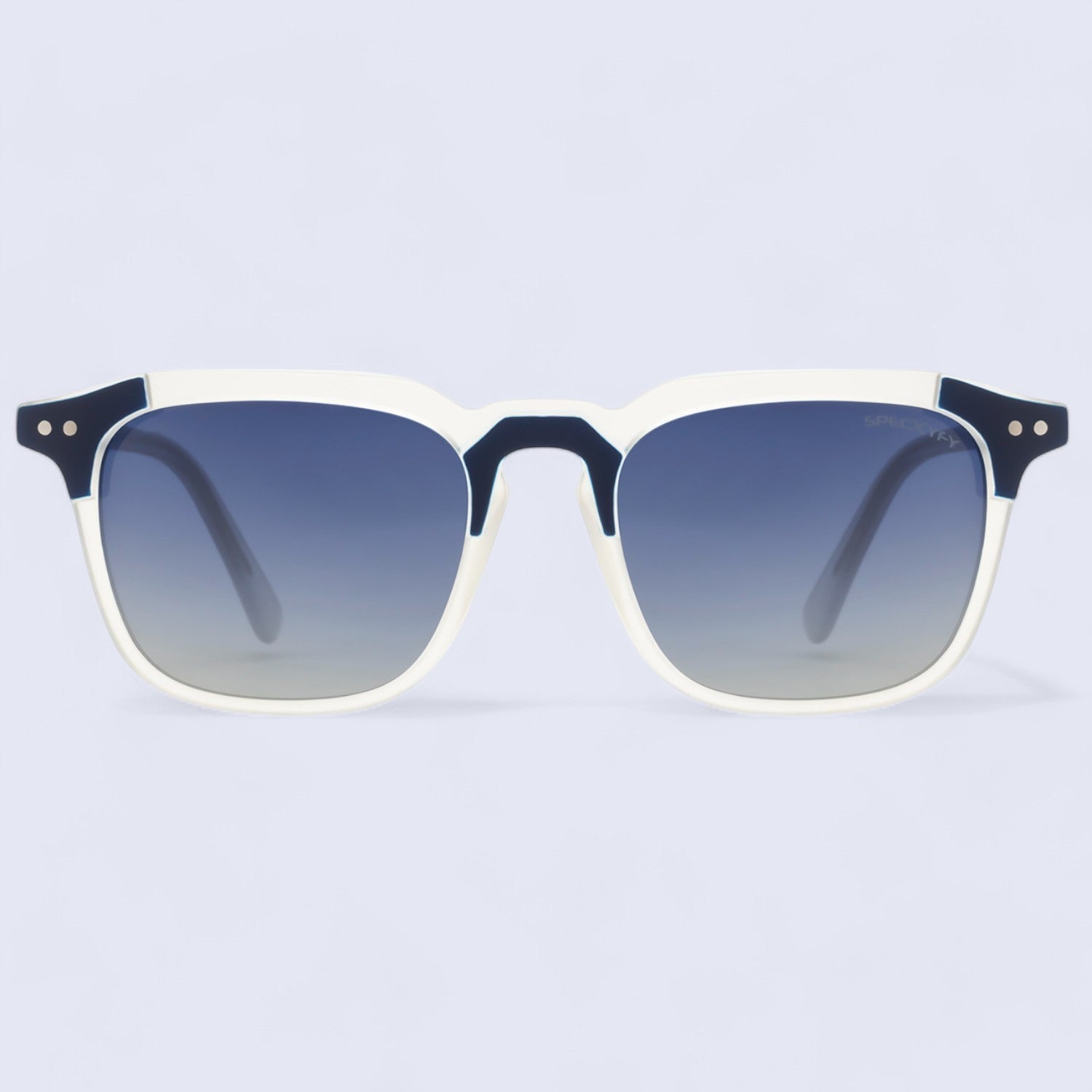 Marquee Metal Core Rectangle Sunglasses Polarized White Blue _1