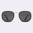 Modern Dapper Hexagonal Sunglasses Polarized Gold Black _1