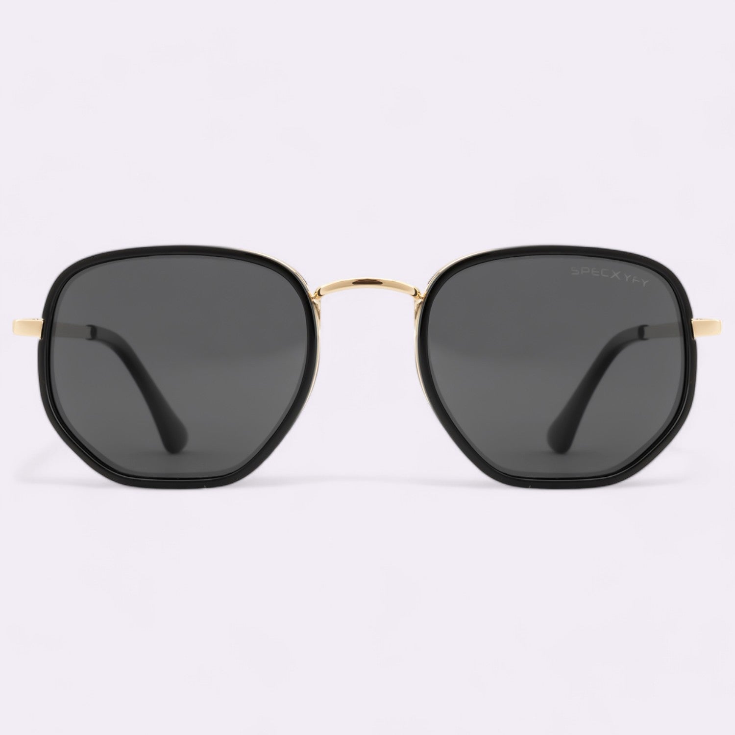 Modern Dapper Hexagonal Sunglasses Polarized Gold Black _1