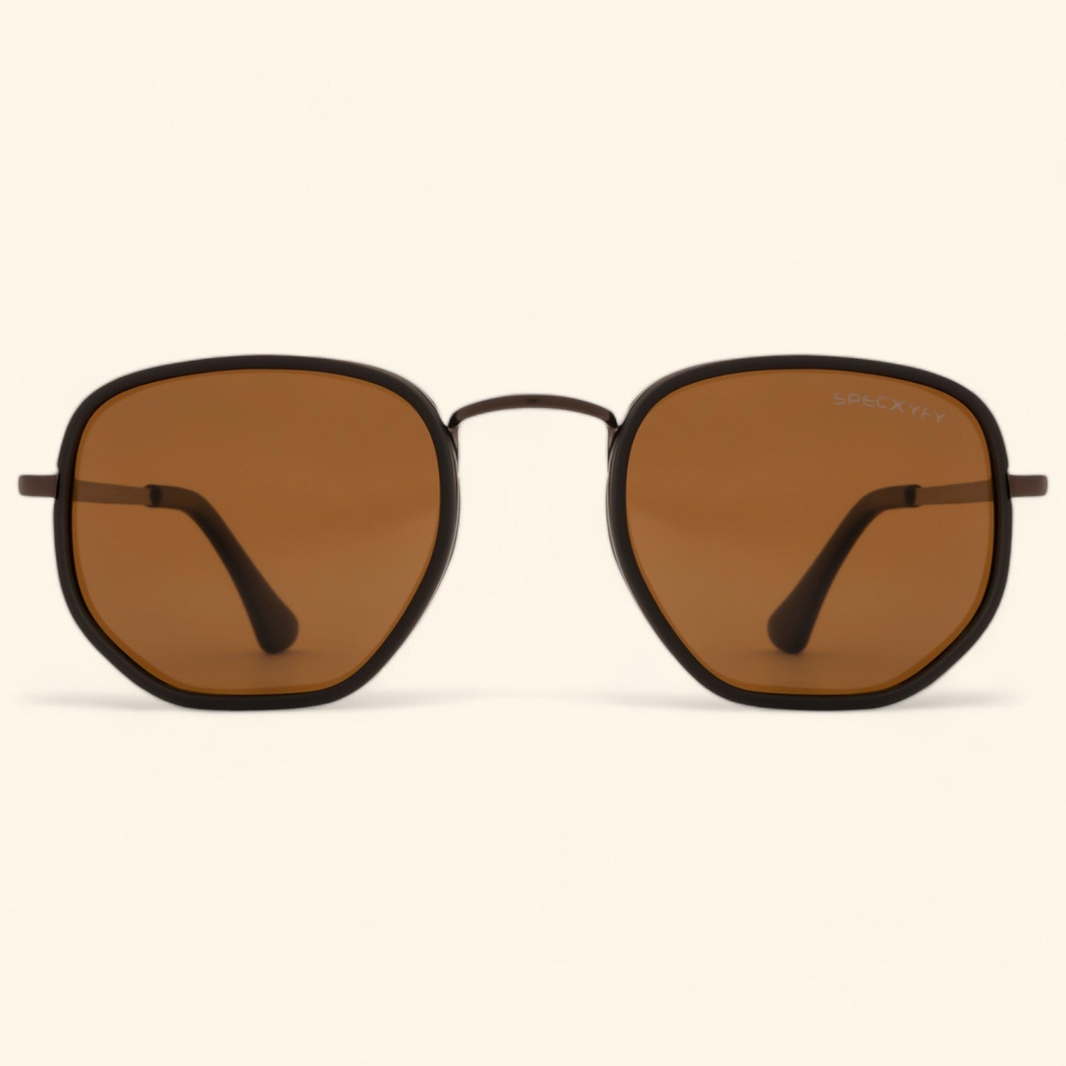 Modern Dapper Hexagonal Sunglasses Polarized Brown _1