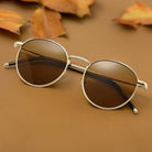 Vintage Ponderable Brown Round Sunglasses