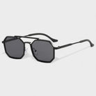 Vintage Square Polygon Black Metal Hexagonal Sunglasses _2
