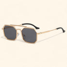 Vintage Square Polygon Golden Metal Hexagonal Sunglasses _2