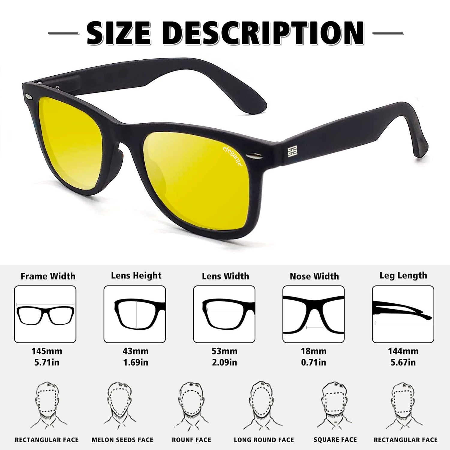 Polarax Spring Yellow Night Driving Polarized Wayfarer Sunglasses _3